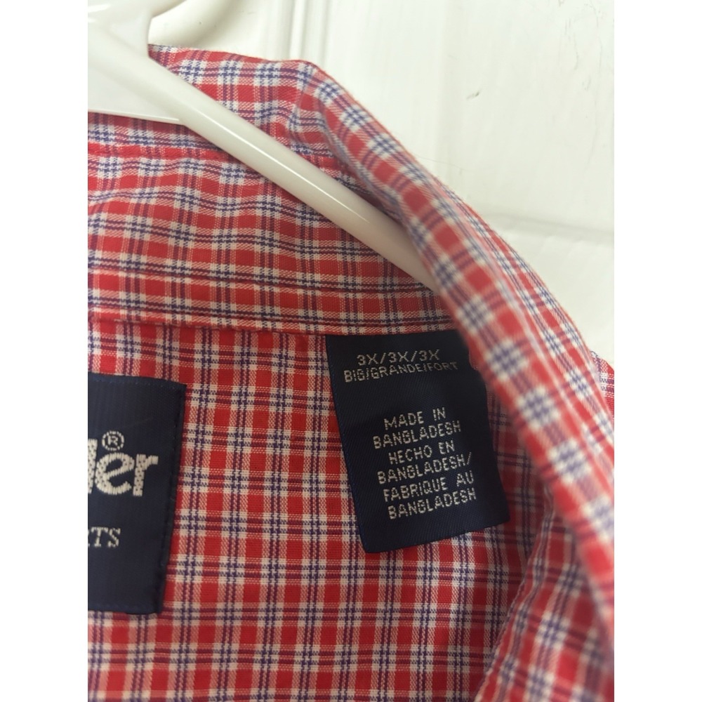 Wrangler Shirt Mens 3XL Long Sleeve Pearl Snap Western Red Plaid Cowboy Rodeo - Picture 4 of 11